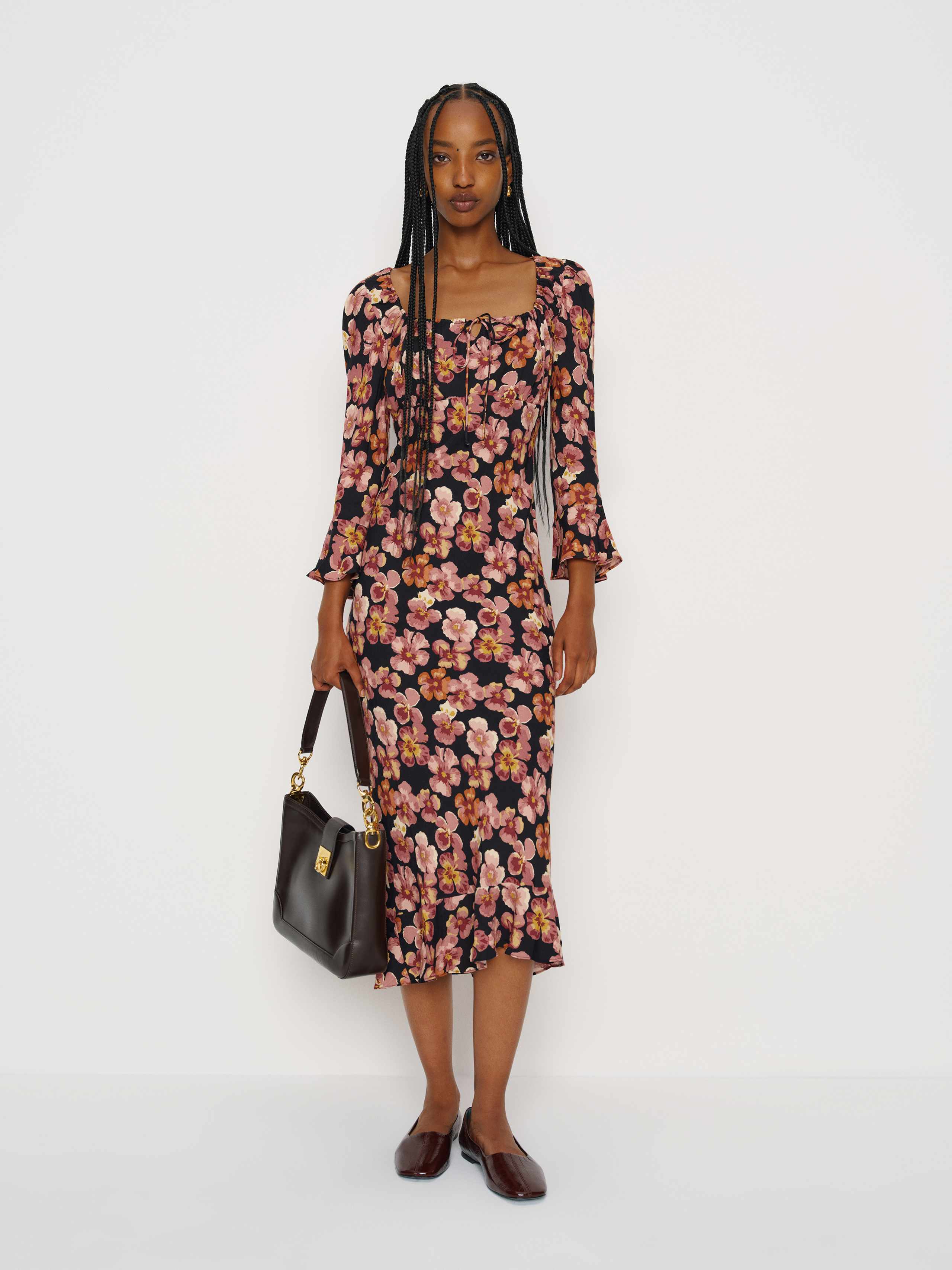 Reformation Kiley Floral Print Midi Dress In Multi