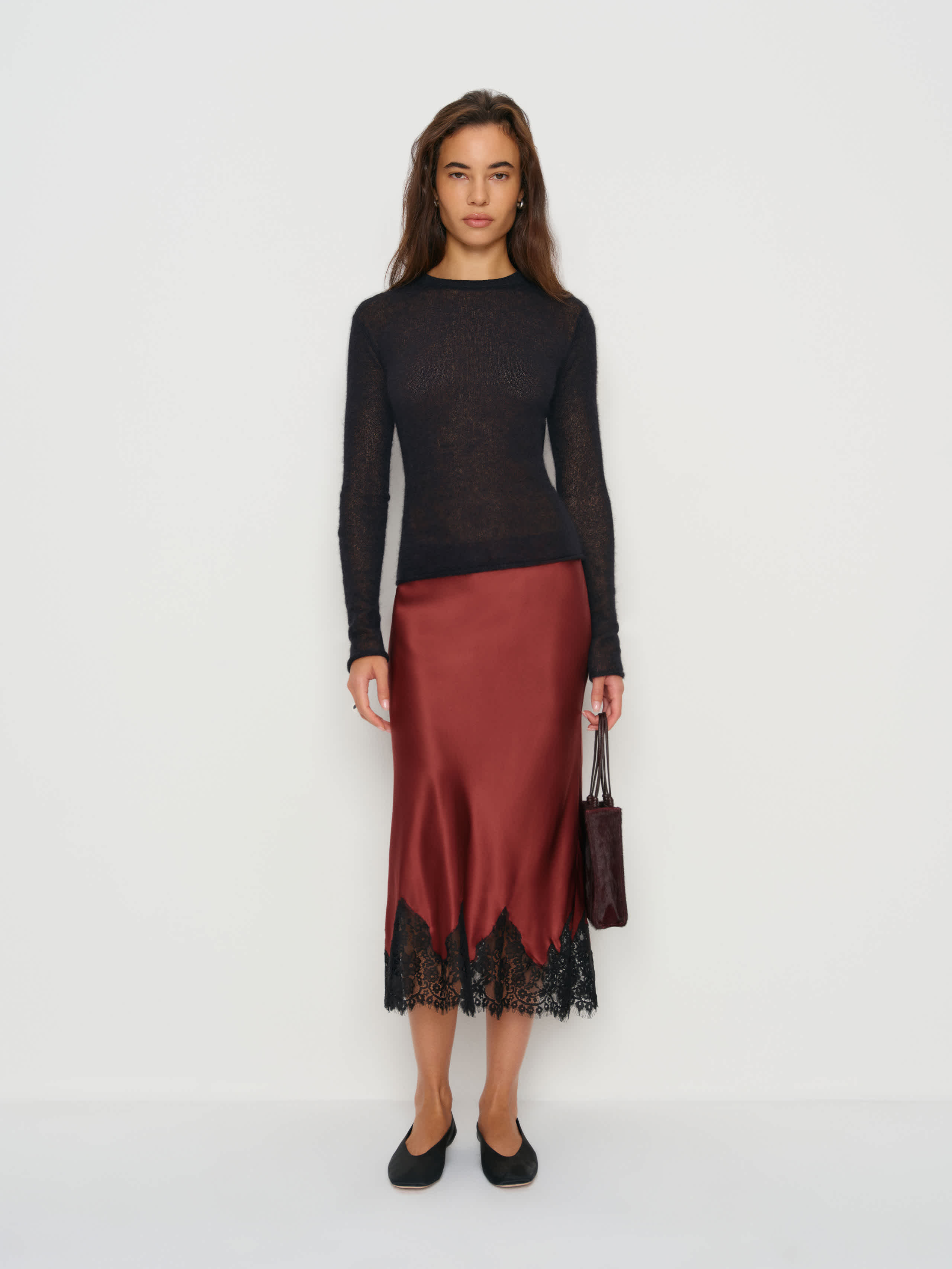 Reformation Petites Carolina Silk Skirt In Blue