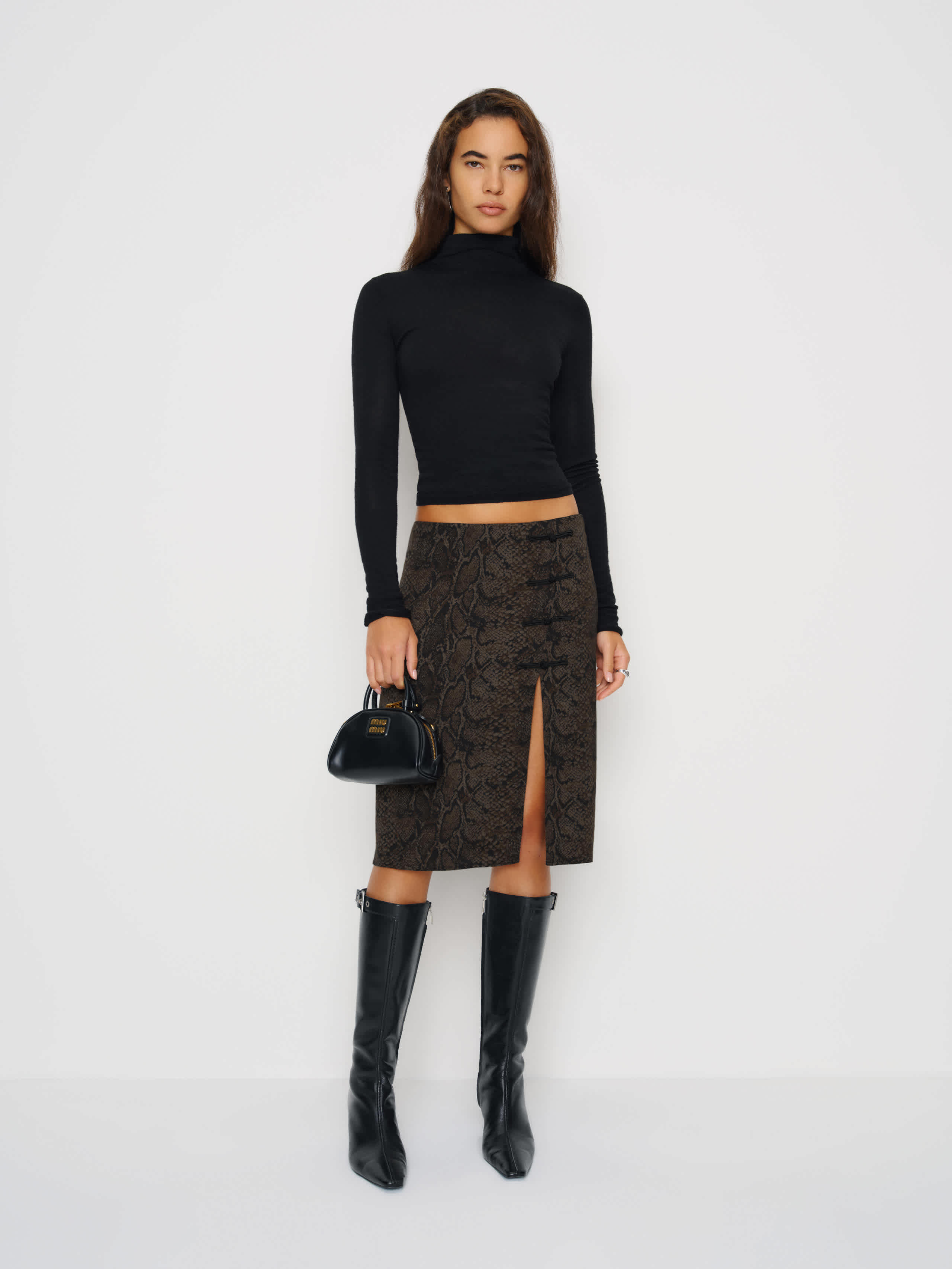 Reformation Jeane Skirt In Brown