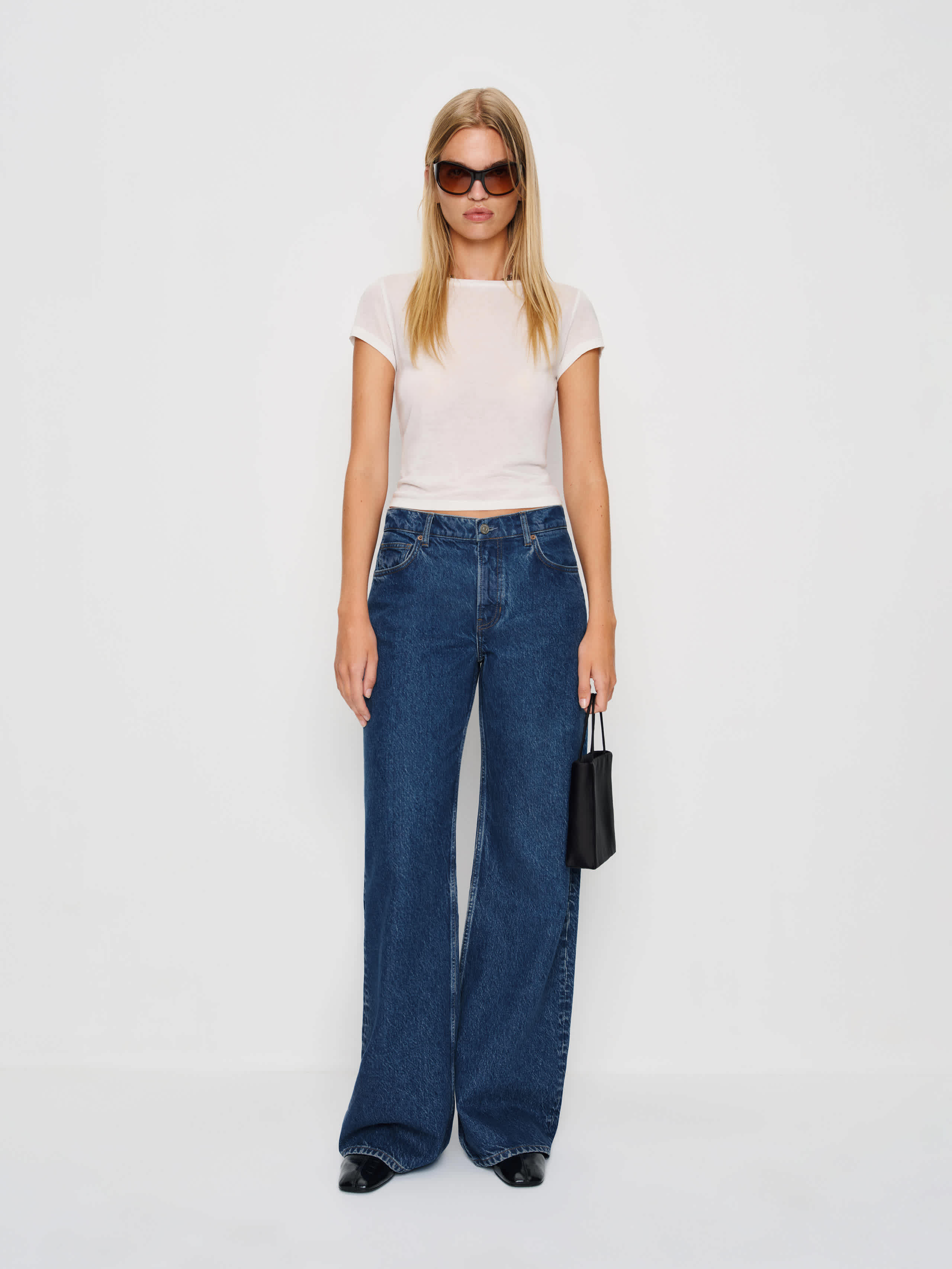 Reformation Cary Low Rise Slouchy Wide Leg Short Jeans