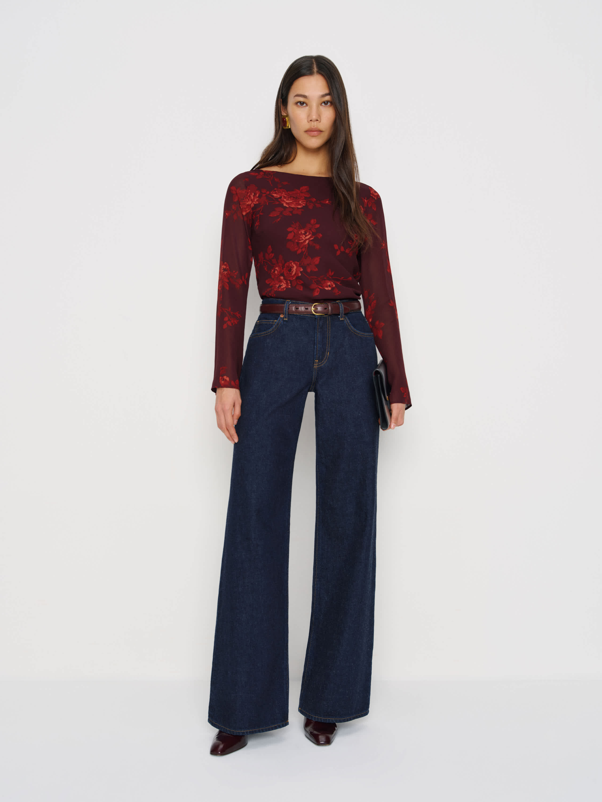Reformation Marlow Top In Burgundy