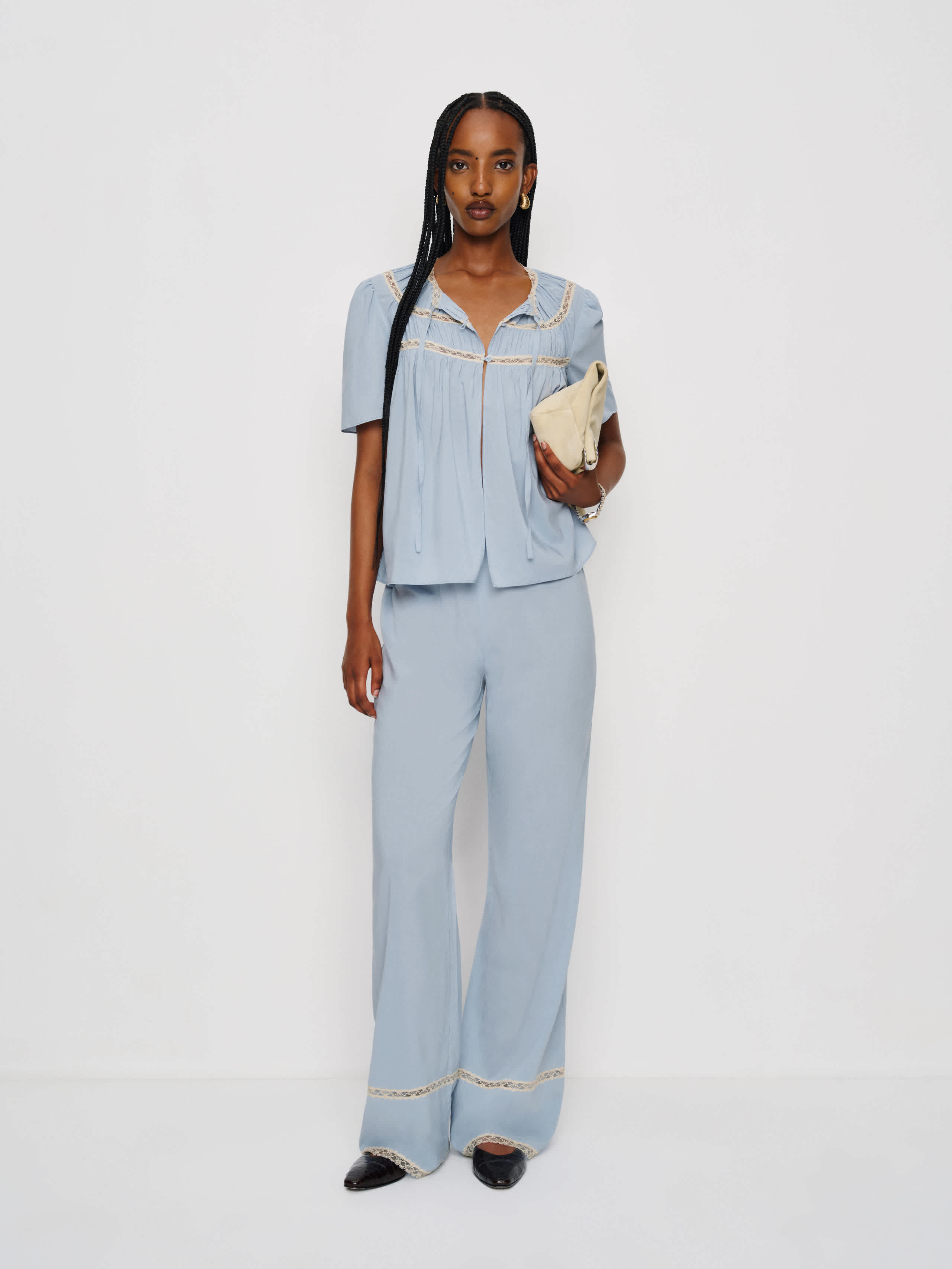 Reformation Buttercup Hour Pj Set In Blue