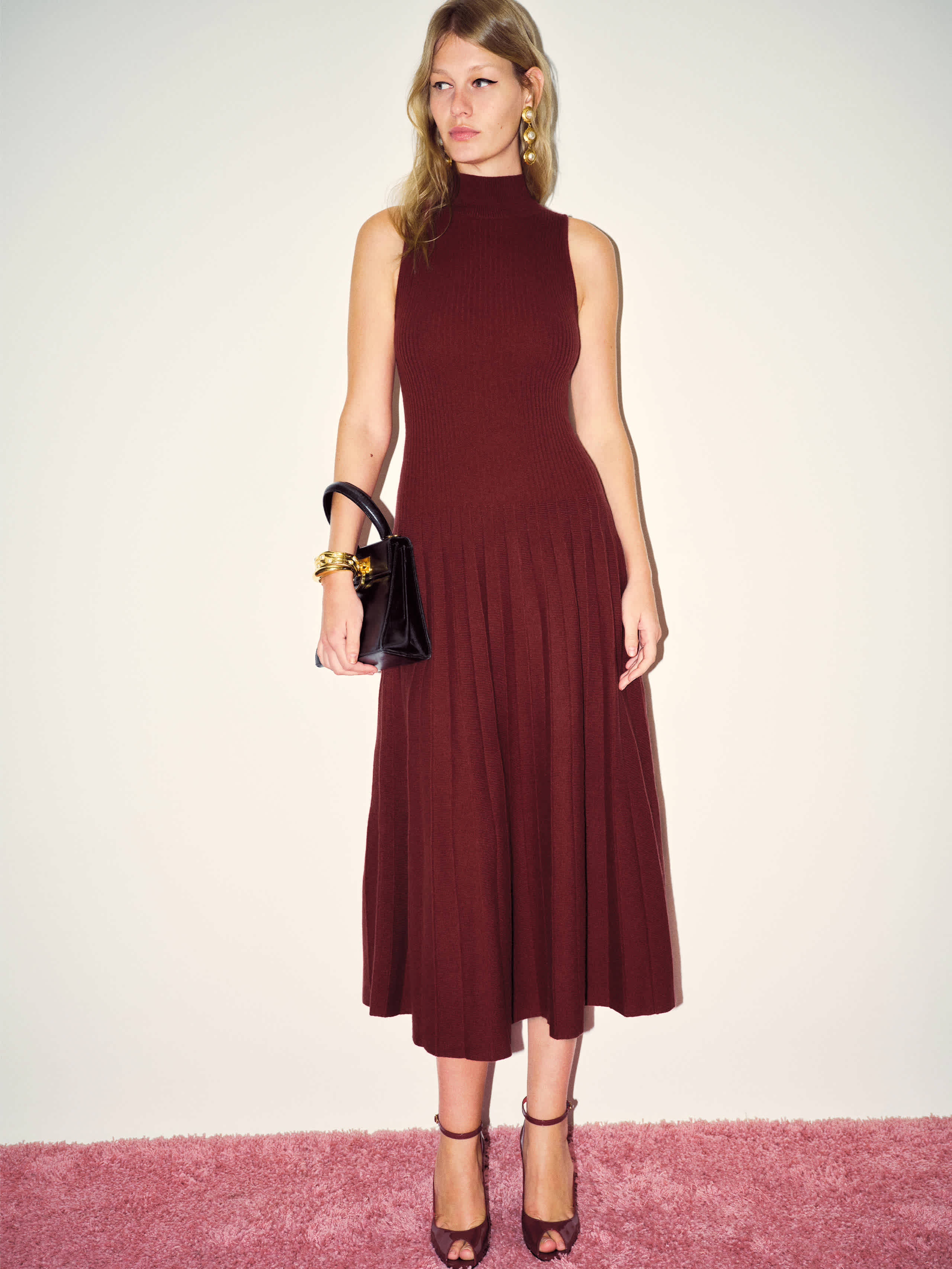 Reformation Elina Cashmere Sweater Dress In Burgundy