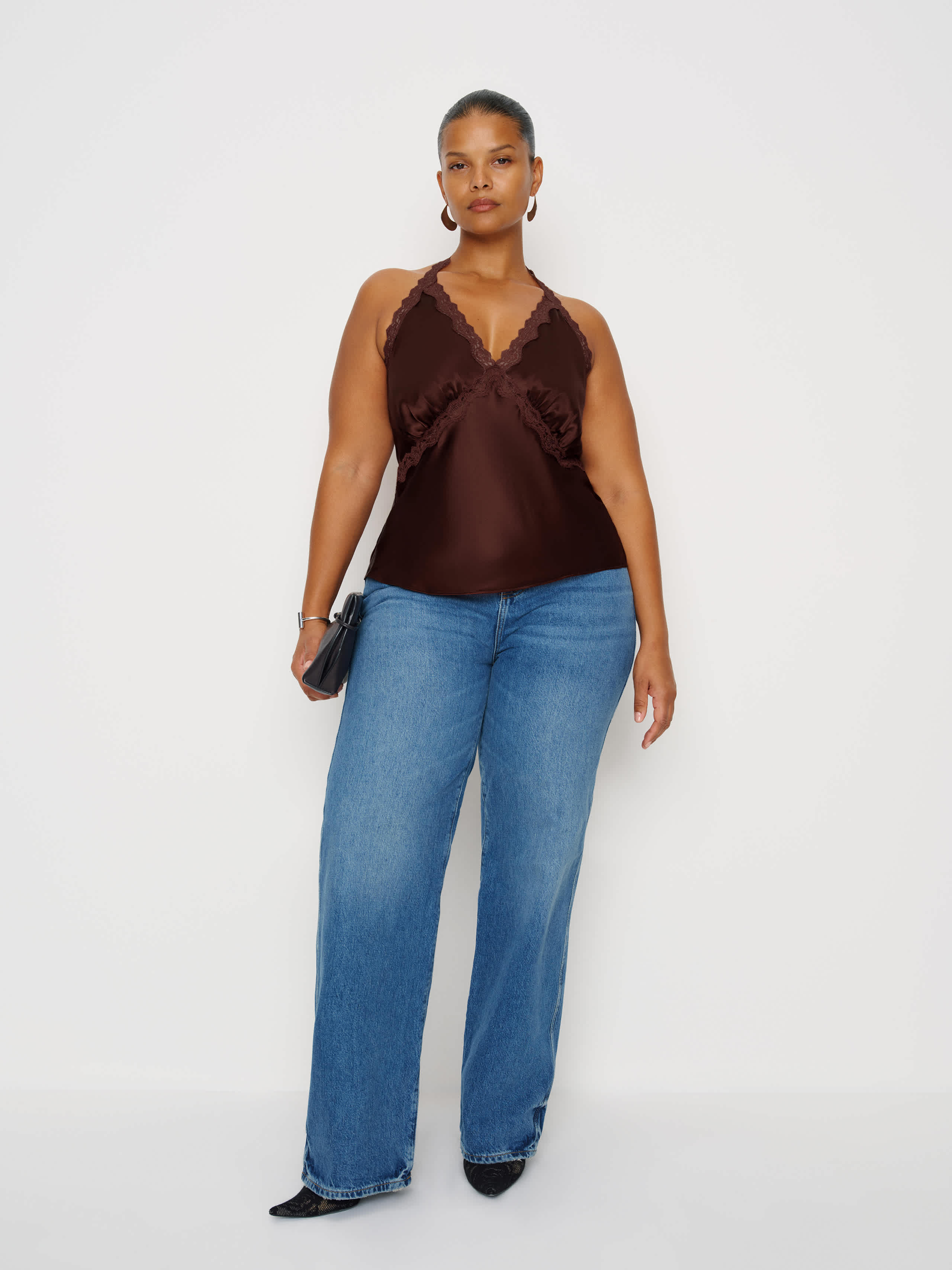 Reformation Monica Silk Top Es In Brown