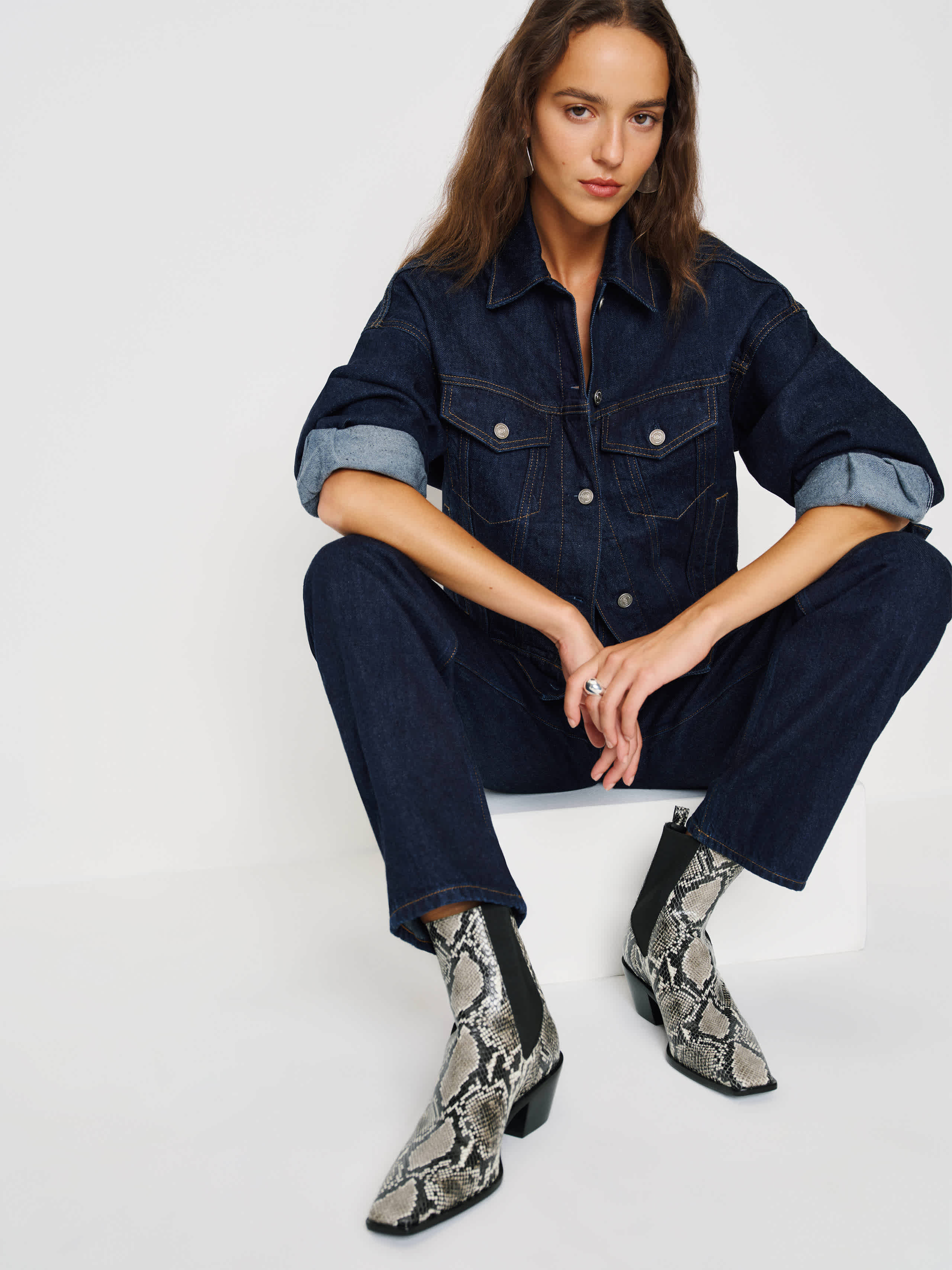 Reformation Western Roberta Ankle Boot In Multi