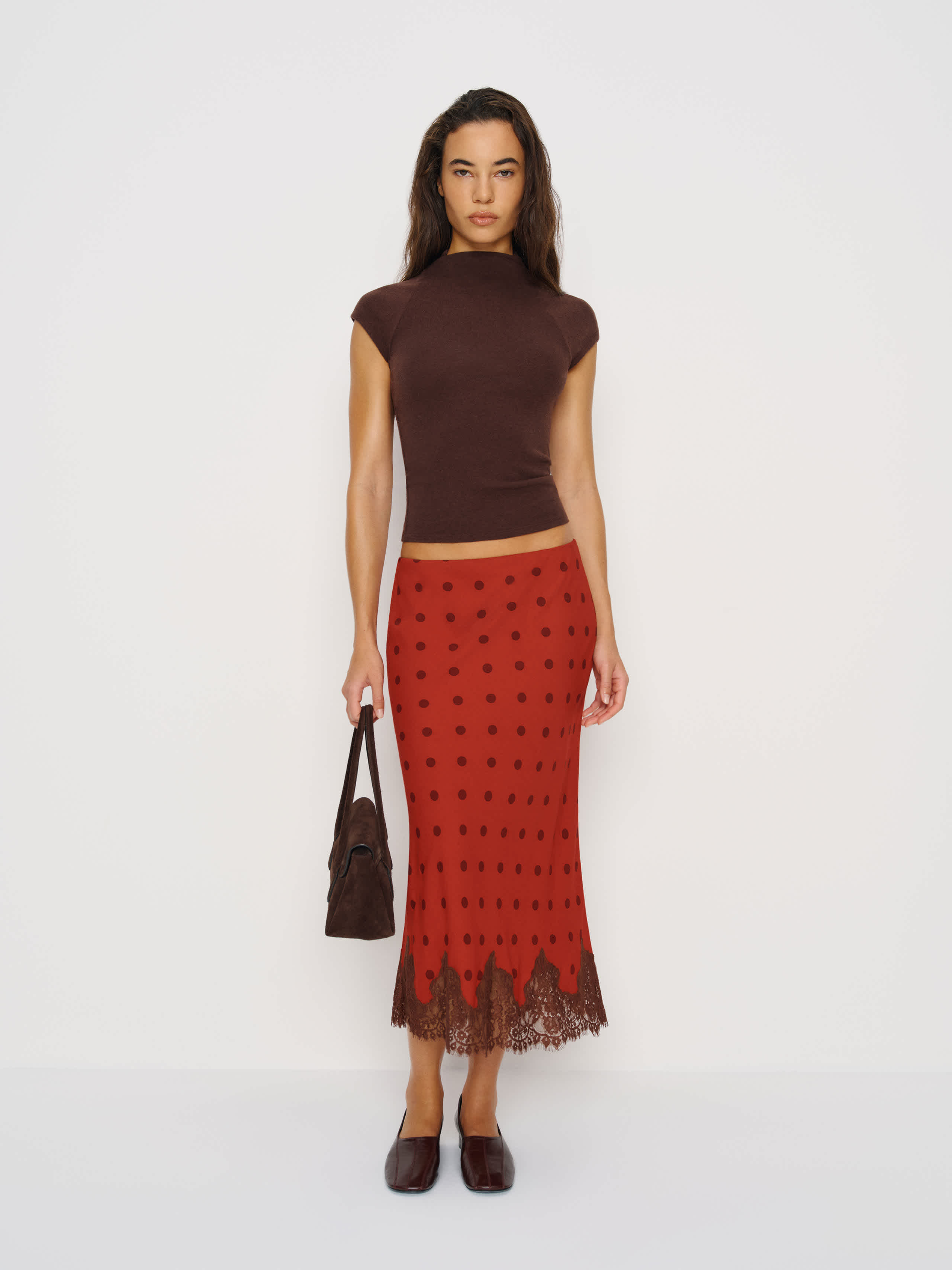 Reformation Carolina Skirt In Red