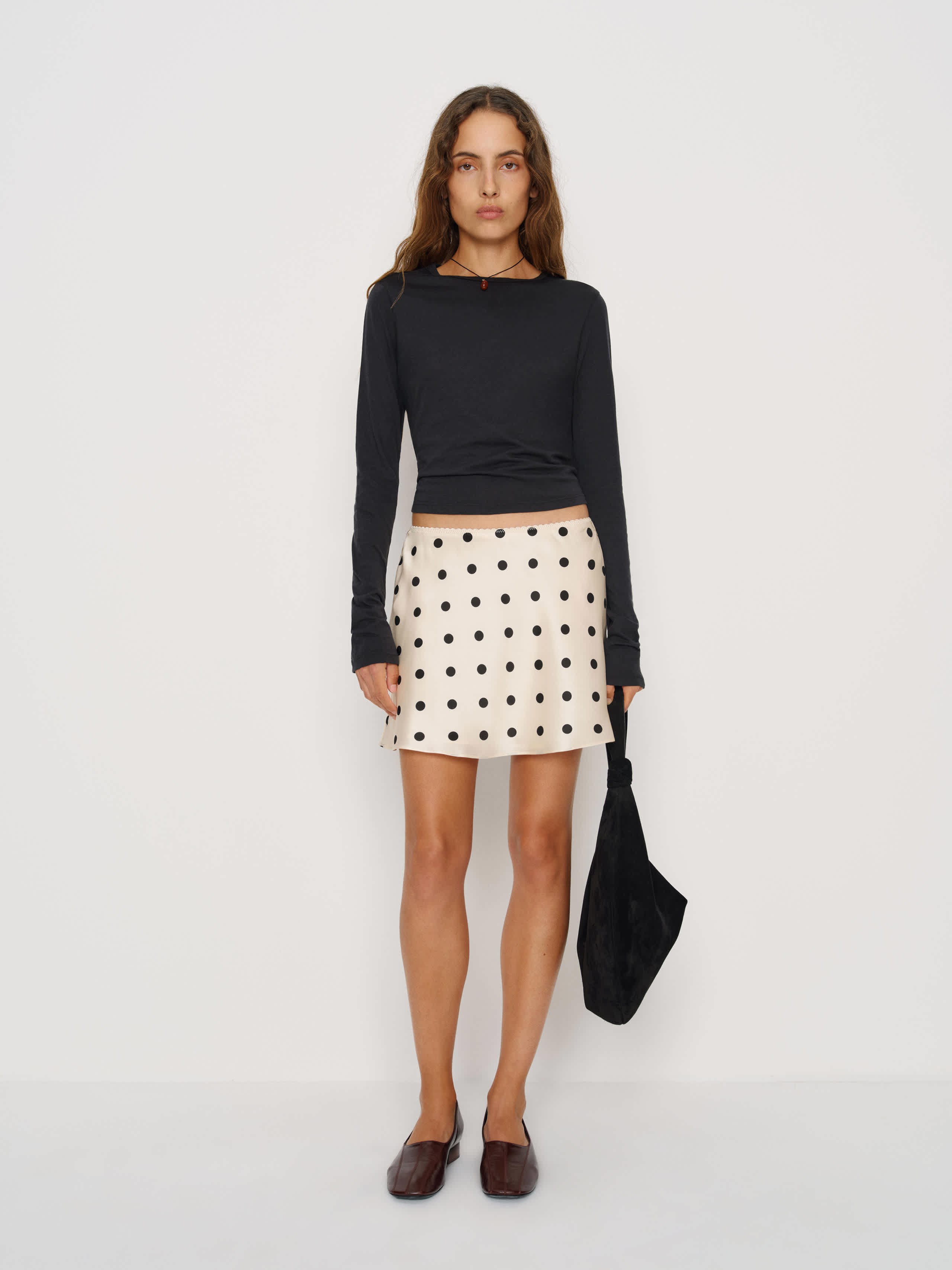 Reformation Brandy Silk Skirt In White