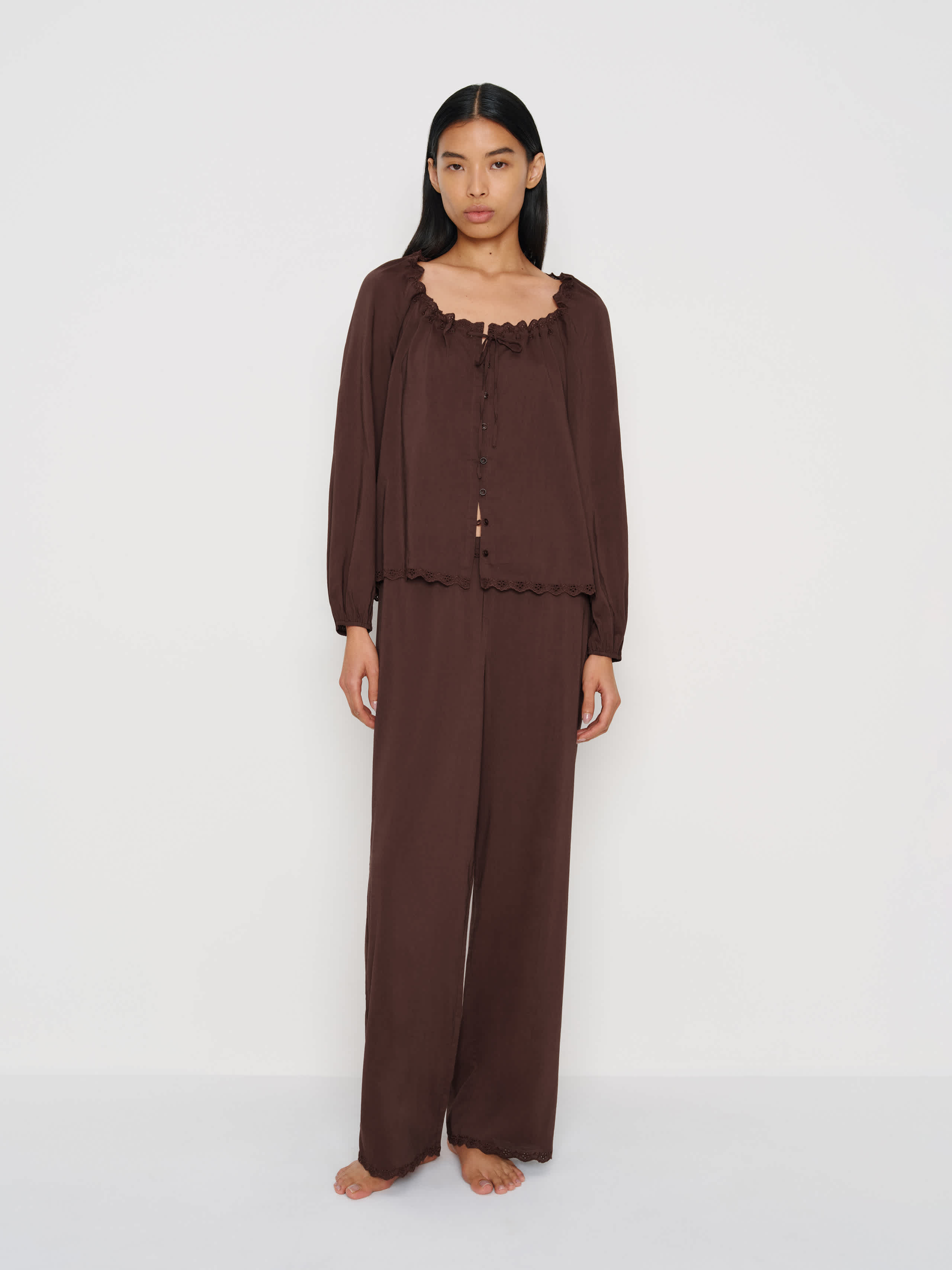 Reformation Paloma Pajama Set In Brown
