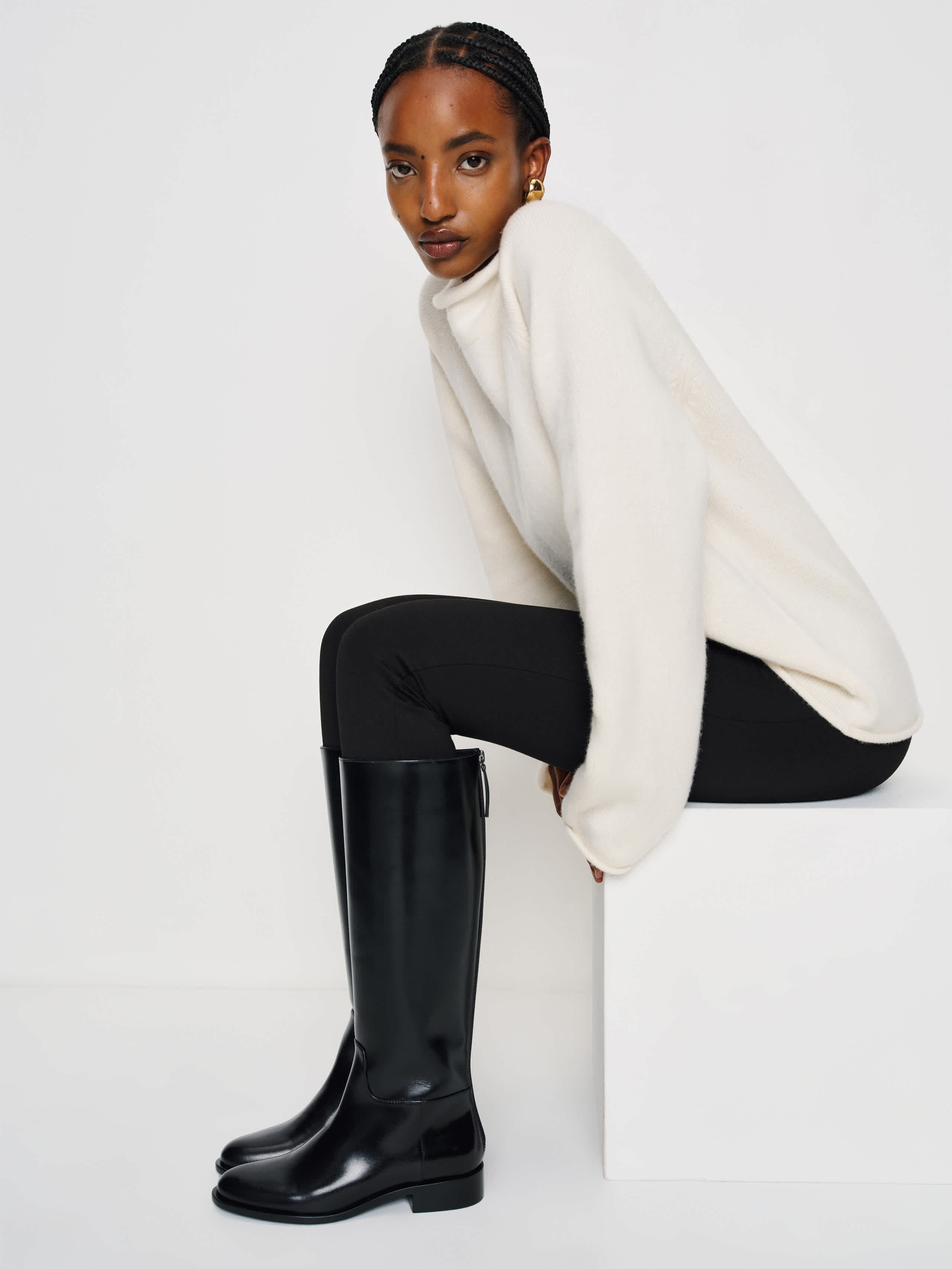 Reformation Velvet Hour Knee Boot In Black