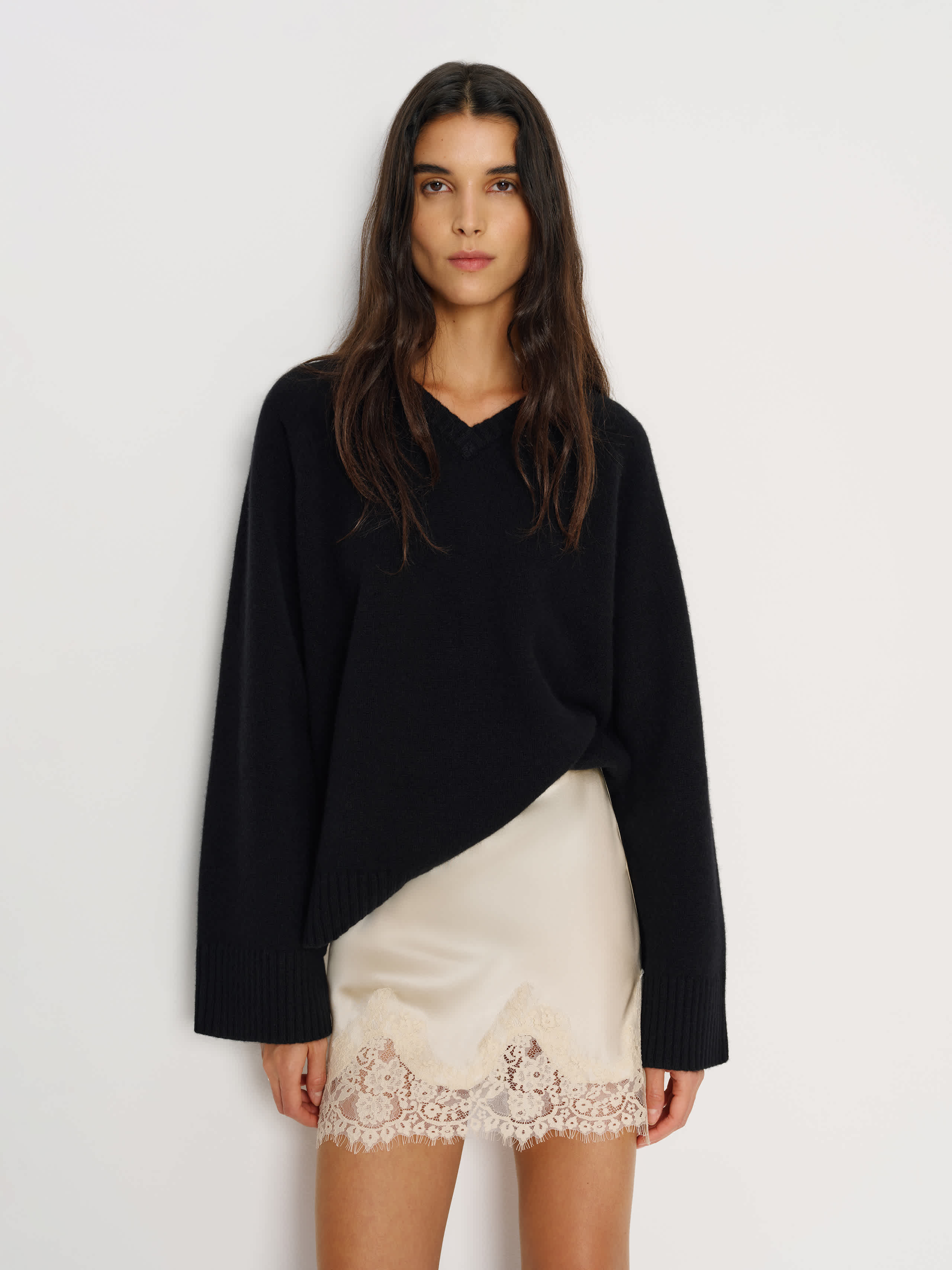 Reformation Carolina Silk Mini Skirt In Black