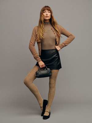 Jupe taille basse en cuir Veda Carla