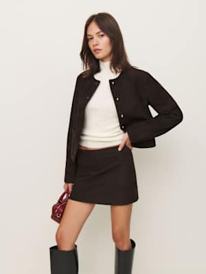Jupe taille basse en cuir Veda Carla