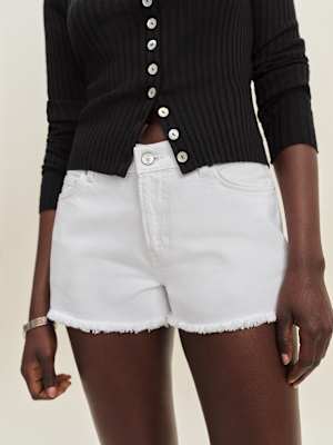 Short ample en denim à taille basse Sutton, 6 cm