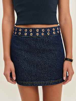 Mini-jupe en denim à taille mi-haute Jaylene