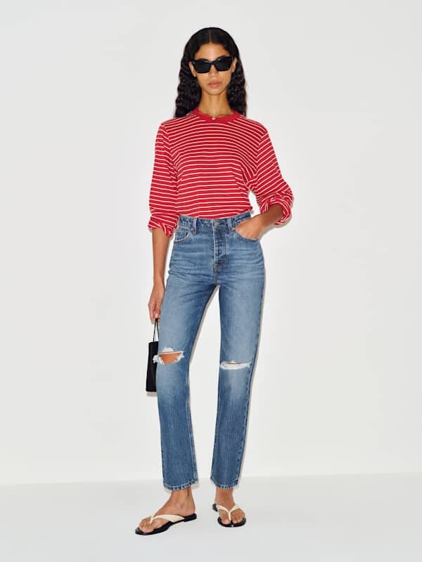 Cynthia High Rise Straight Jeans - Beckett Destroy