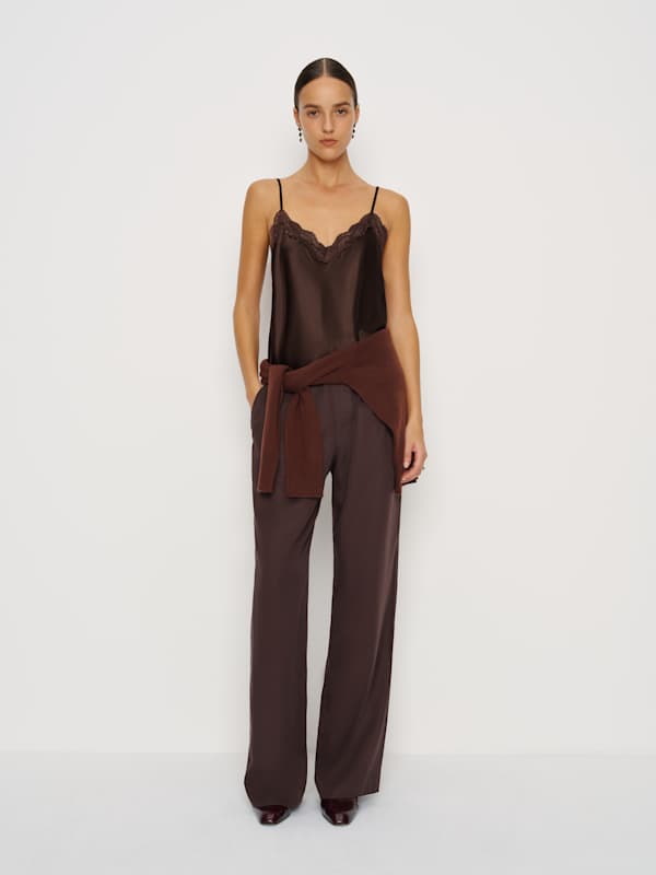 Top en soie Teddy - Black Bean Lace
