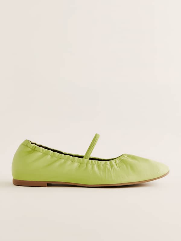 Ballerines froncées Buffy - Cuir pomme acidulée