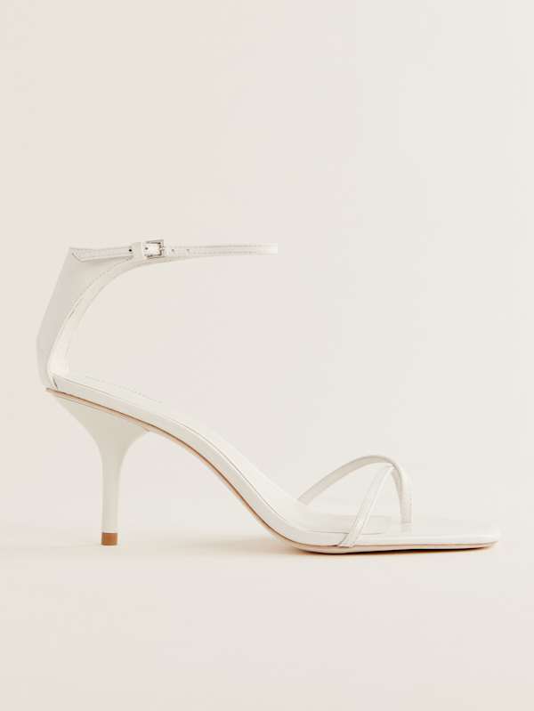 Gigi Strappy Mid Heel Sandal - White Patent