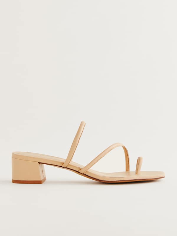 Meena Toe Ring Block Heel Sandal - Porcini Leather