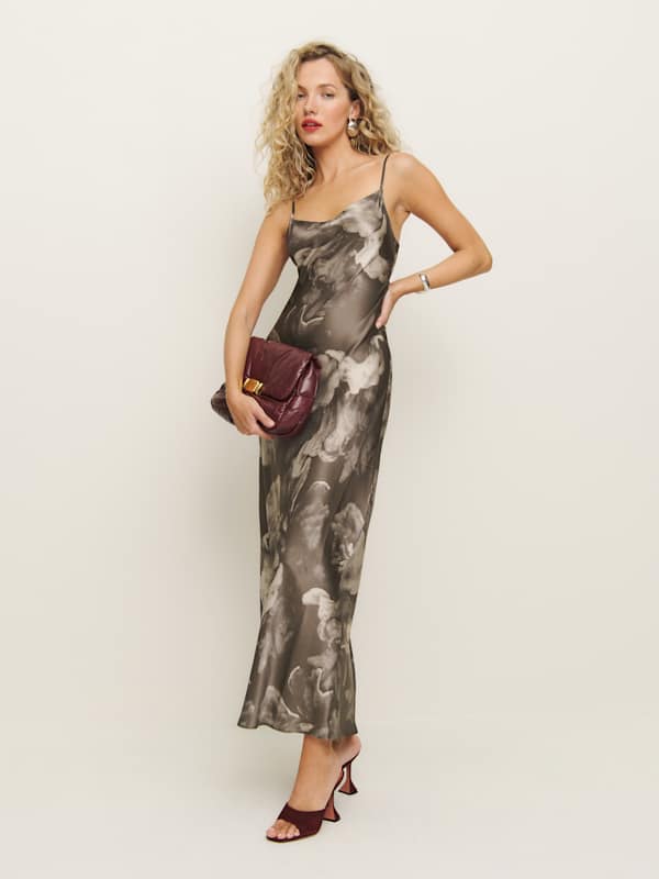 Parma Silk Dress - Stone Rose