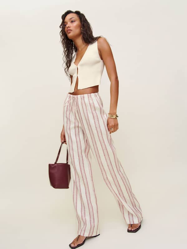 Olina Linen Pant - Avignon Stripe