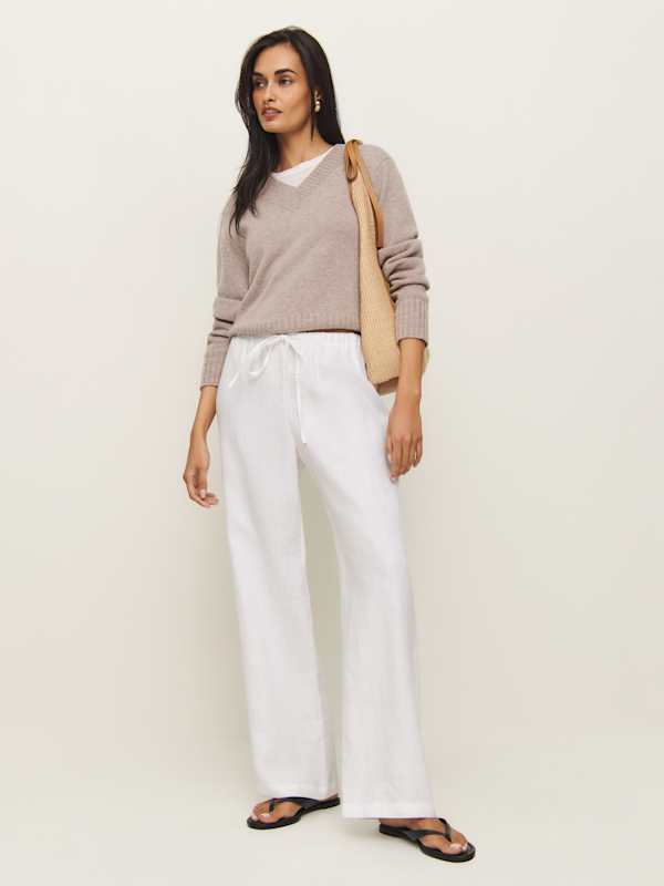 Olina Linen Pant - White