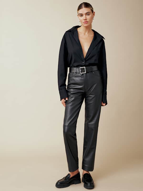 Pantalon en cuir Veda Cynthia - Noir