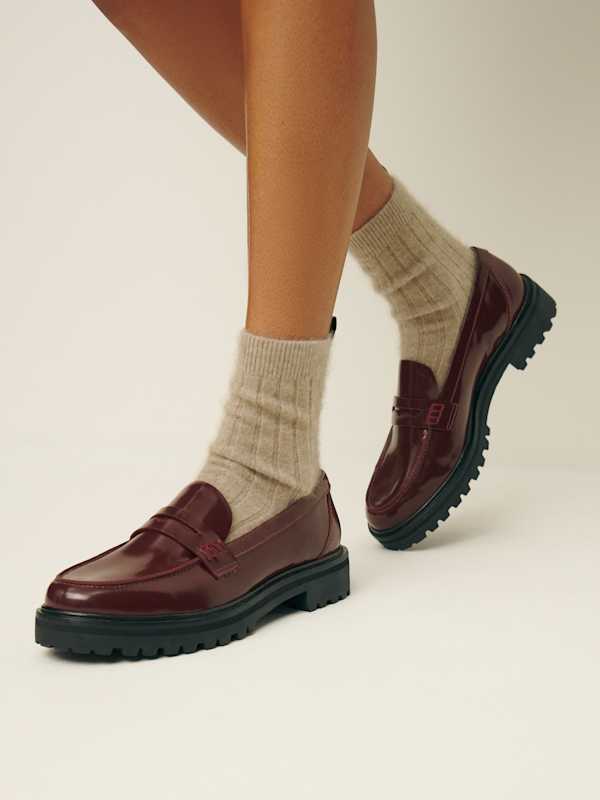 Mocassins épais Agathea - Cuir Rubis