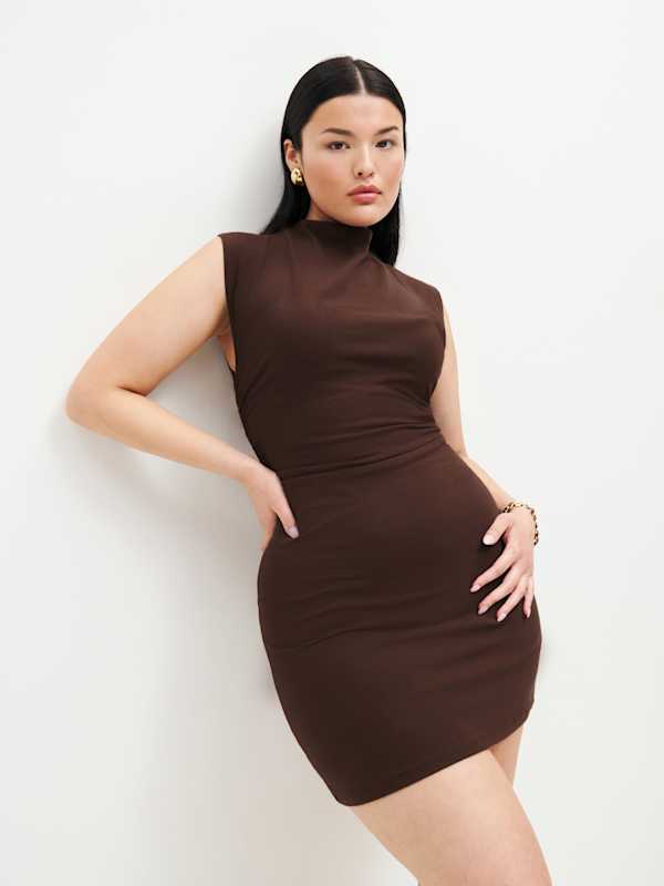 Robe en maille Alden - Café