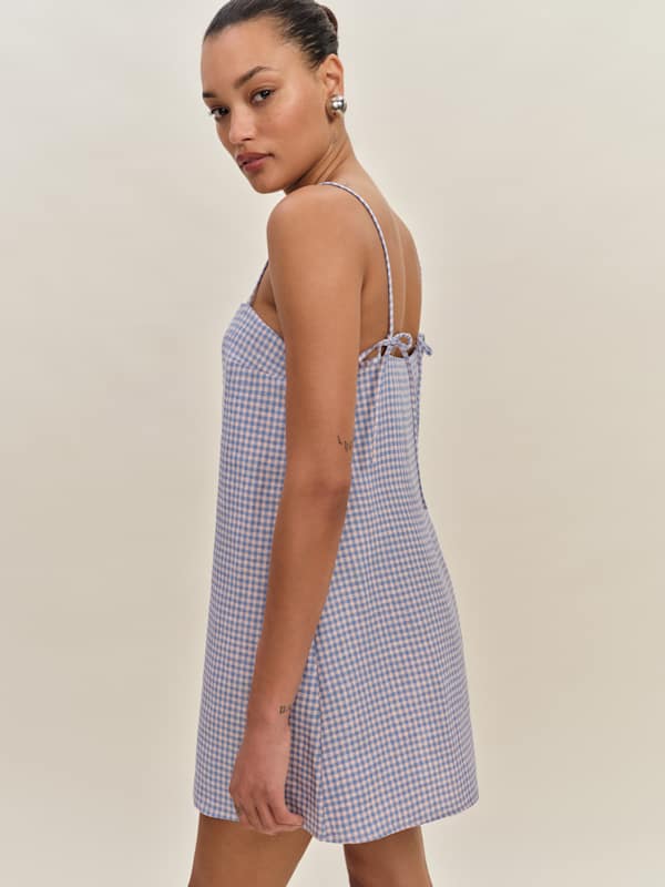 Robe en lin Aubree - Stellar à carreaux