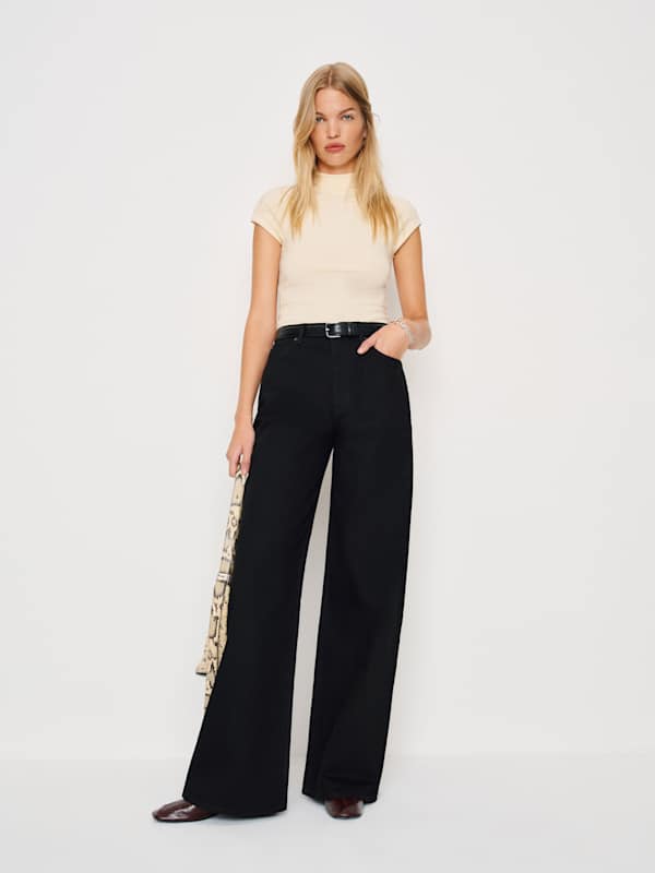 Jean large ample taille haute Cary - Noir