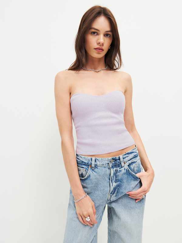 Jenni Strapless Sweater - Foxglove