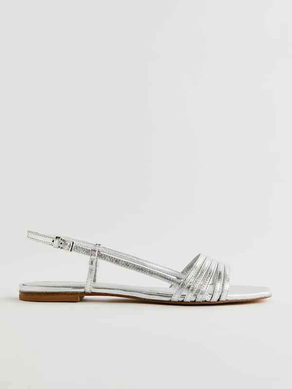 Millie Lattice Flat Sandal - Silver