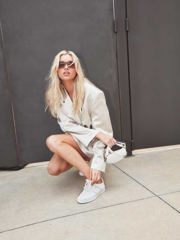 Harlow Leather Sneaker - White / Serenade