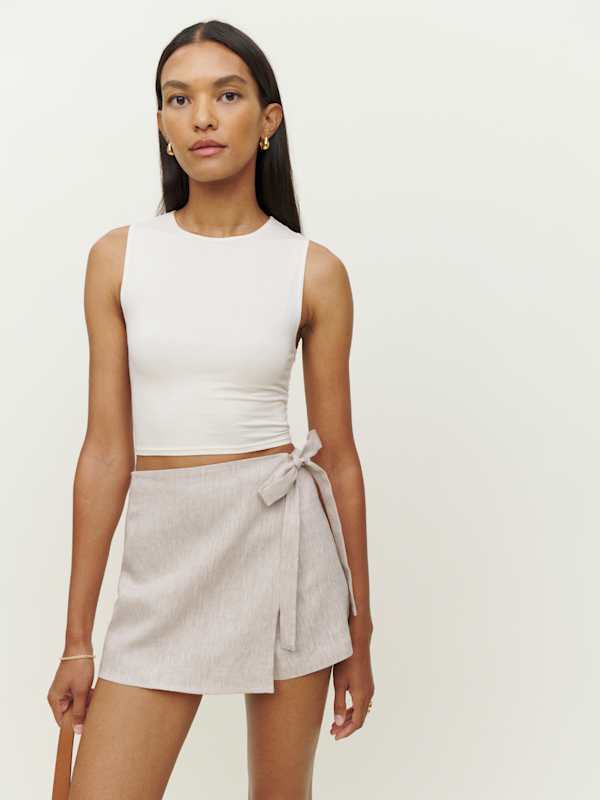 Jupe-short en lin Eva - Oatmeal