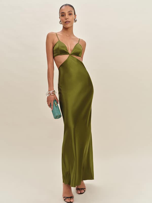 Robe en soie Poppies - Poire