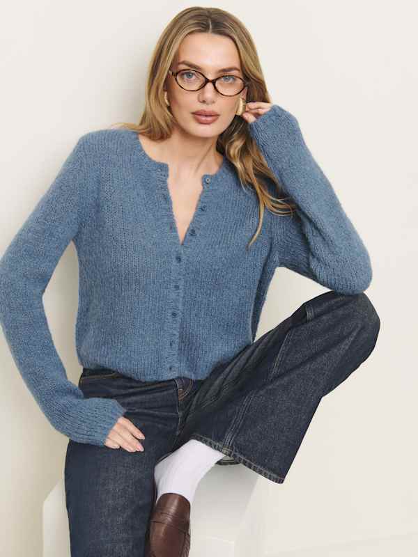 Clara Crew Cardigan - Cornflower
