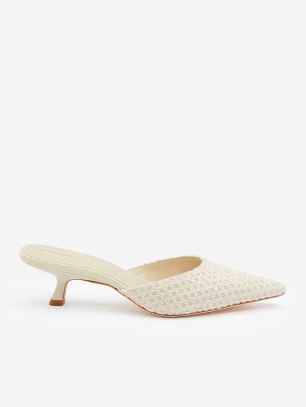 Mules à kitten heels Wilda - Tissé ivoire