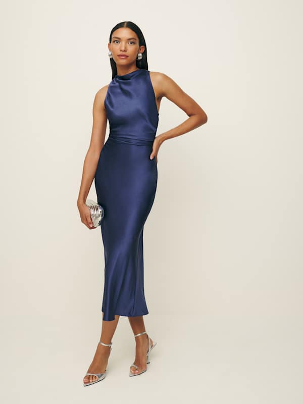 Casette Silk Dress - Blue Iris