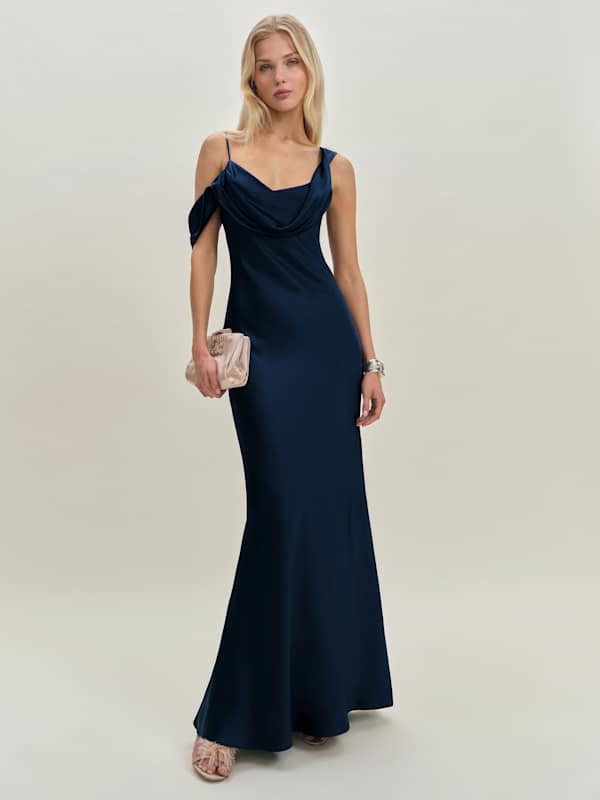 Ronda Silk Dress - Navy