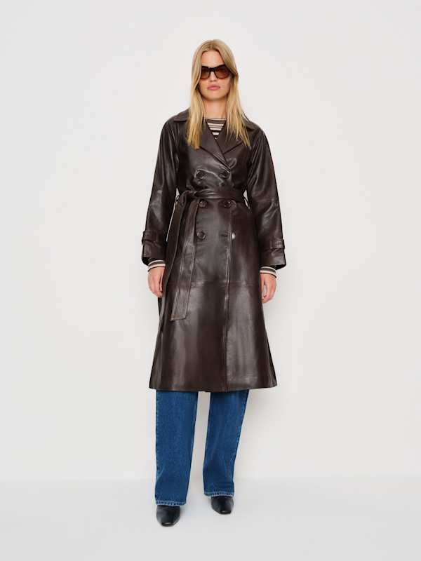 Trench en cuir Veda Ashland - Brun