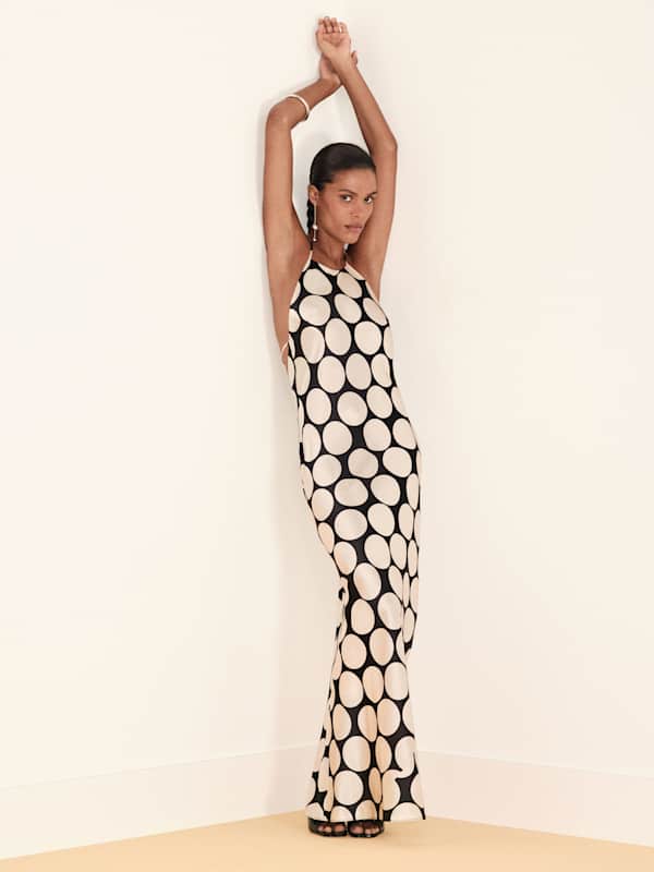 Jeany Silk Dress - Full Moon Dot