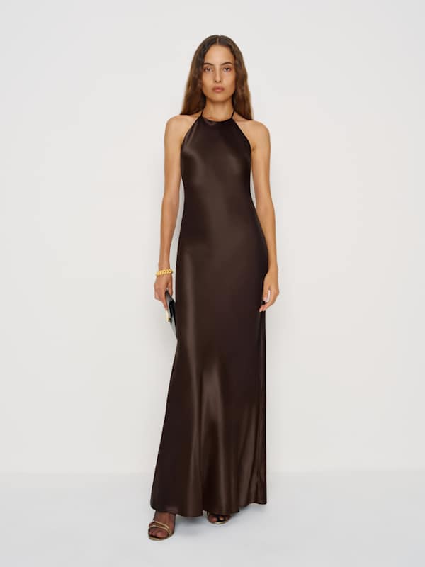 Jeany Silk Dress - Black Bean