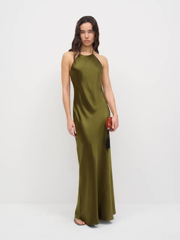 Jeany Silk Dress - Moss Garden