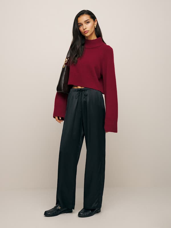 Olina Silk Pant - Black