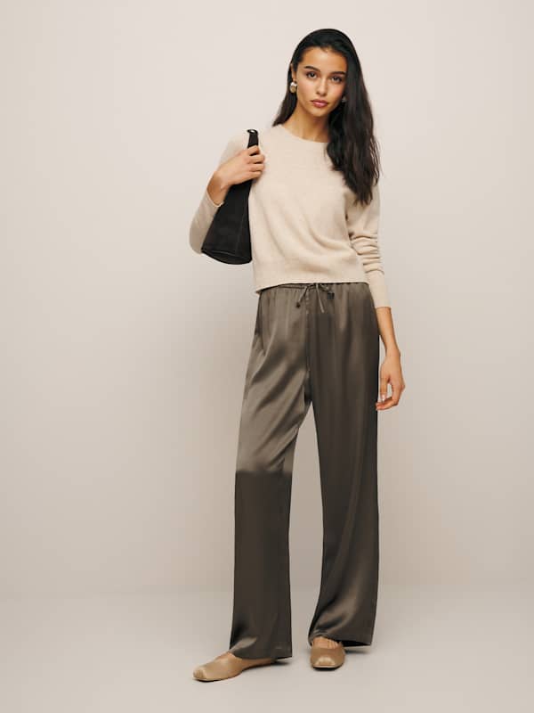 Gale Satin Mid Rise Bias Pant