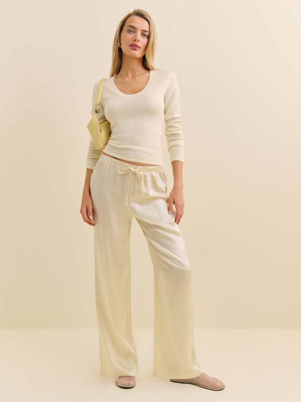 Pantalon en soie Olina - Sucre