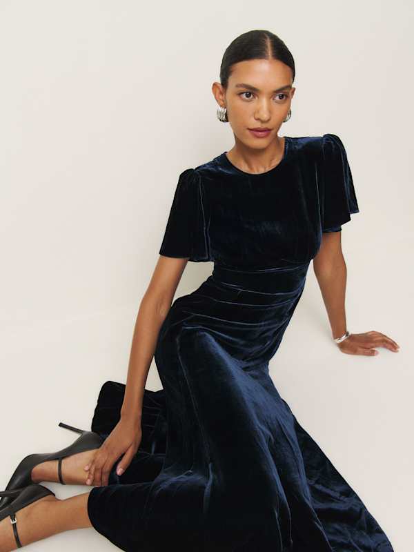 Robe en velours Quinne - Bleu marine