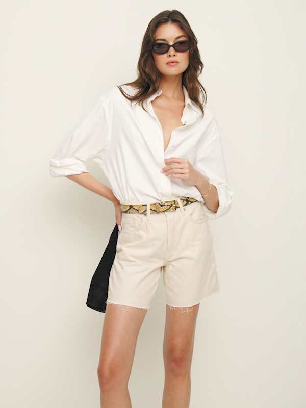 Raye Mid Rise 6” Jean Shorts - Fior Di Latte