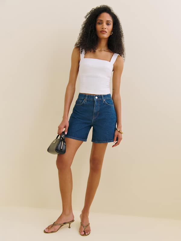 Short décontracté en denim taille mi-haute 6&quot; Raye - Cleary